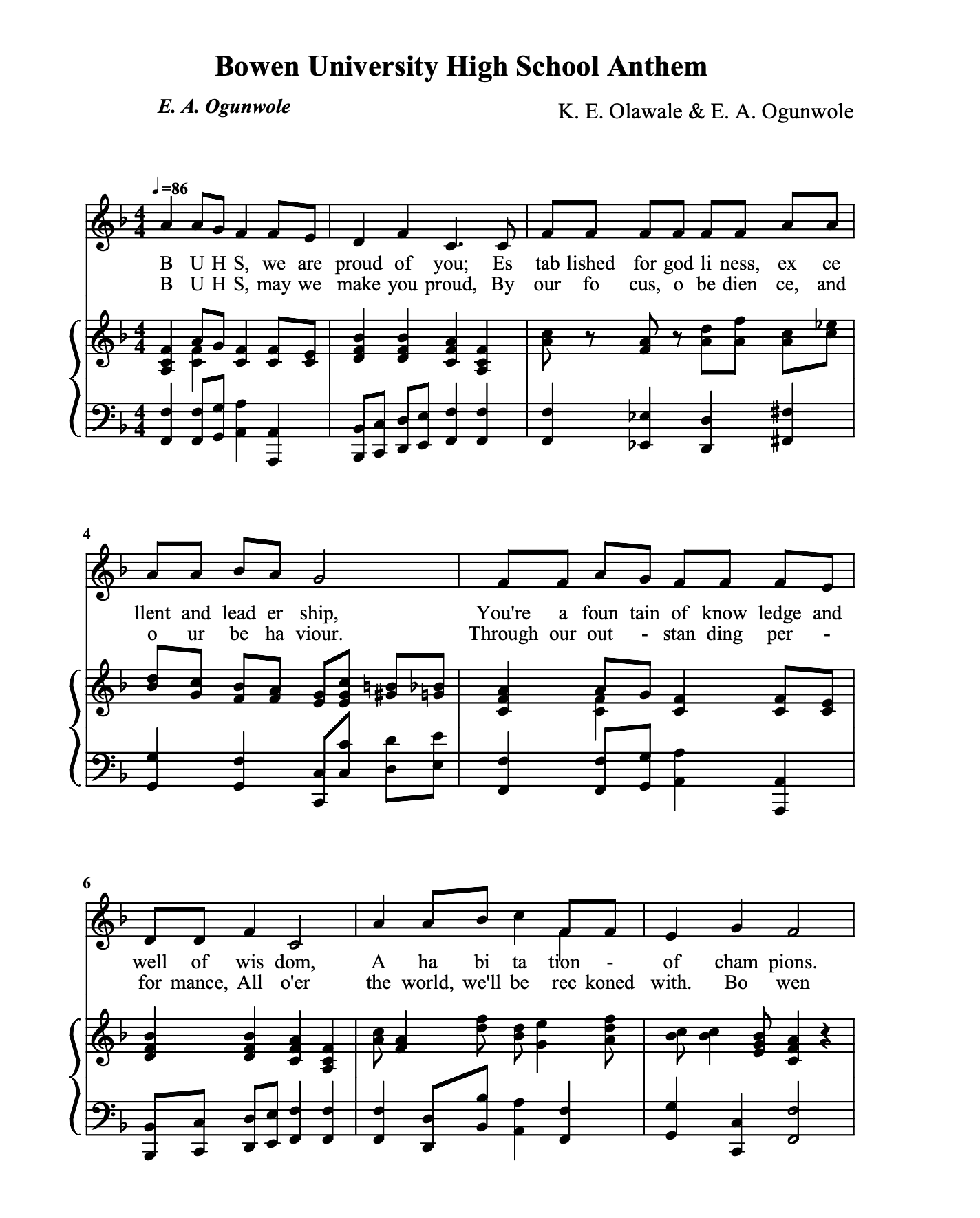 Preview for Bowen University High School Anthem