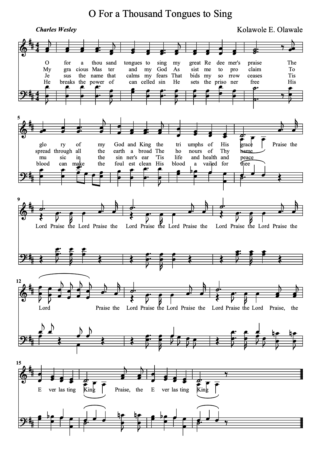 Preview for O for a Thousand Tongues to Sing